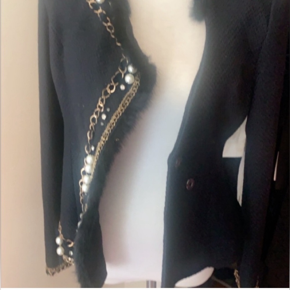 Tweed Black blazer with embellished jewels